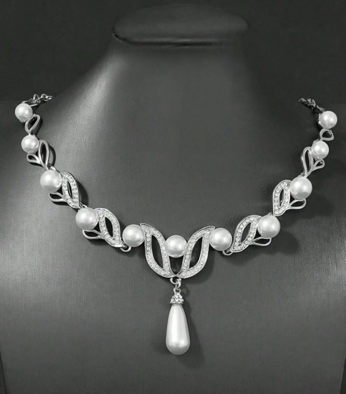 Silver Pearl Drop Necklace